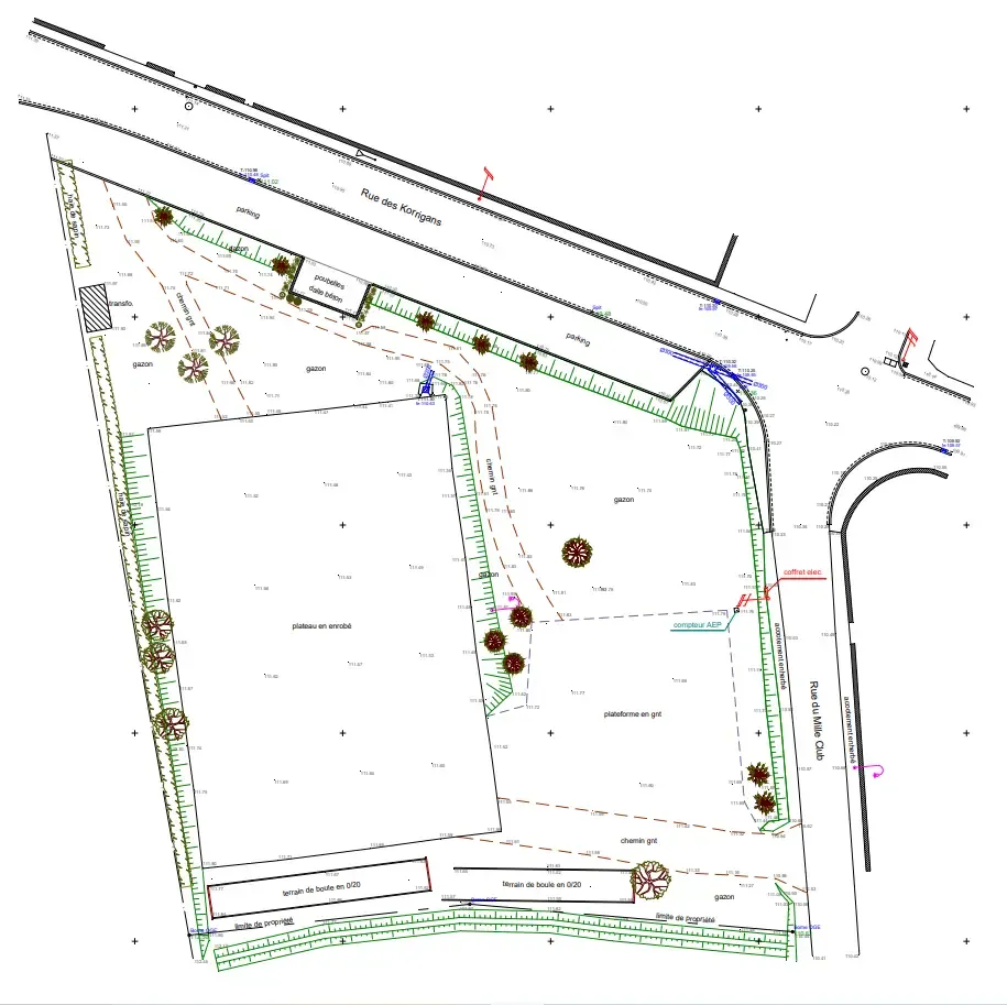 Plan topographique de la rue des Korrigans